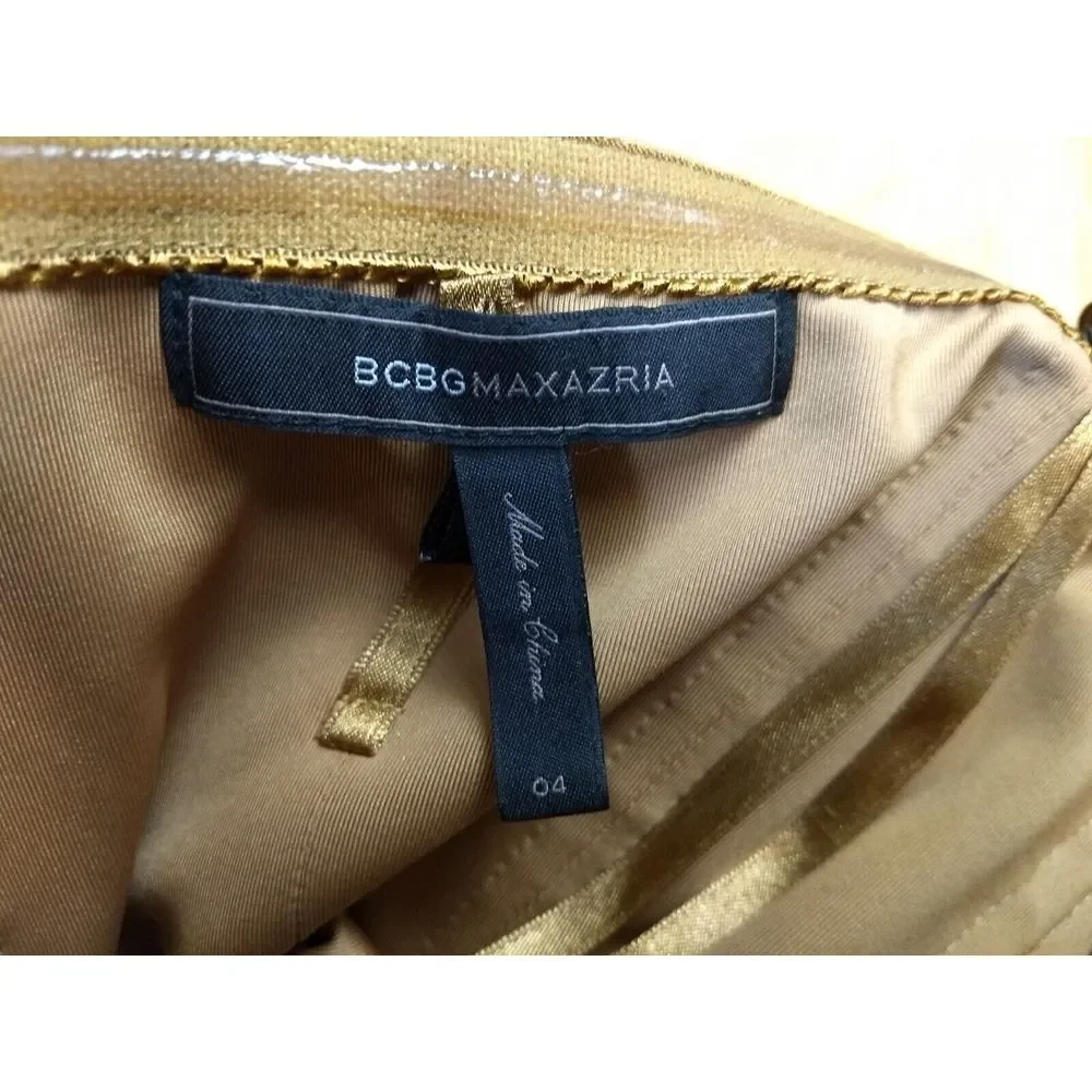 BCBGMAXAZRIA Leopard Ruched Strapless Mini Dress‎ Bovary Bodycon Womens Size 4